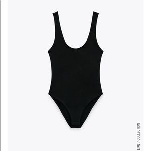 Zara plunging black bodysuit